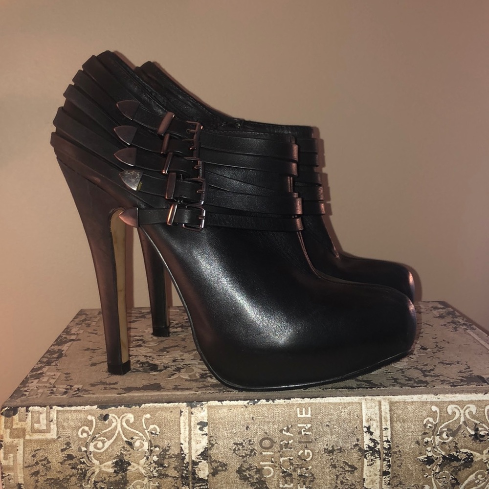 Aldo Black Ankle Booties with Peep-Toe Design